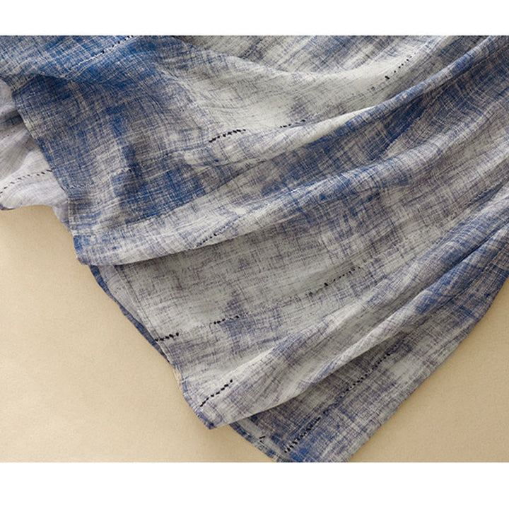 Camisa de algodón de manga larga con botones y efecto tie-dye con Buddha Stones