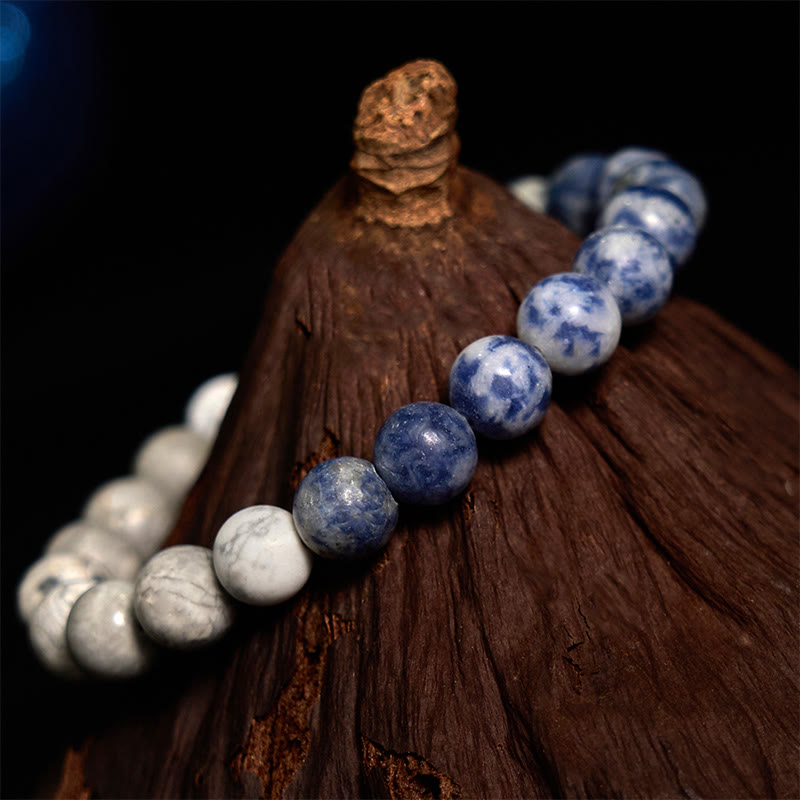 Pulsera de intuición con Buddha Stones , sodalita, jaspe Picasso y turquesa blanca