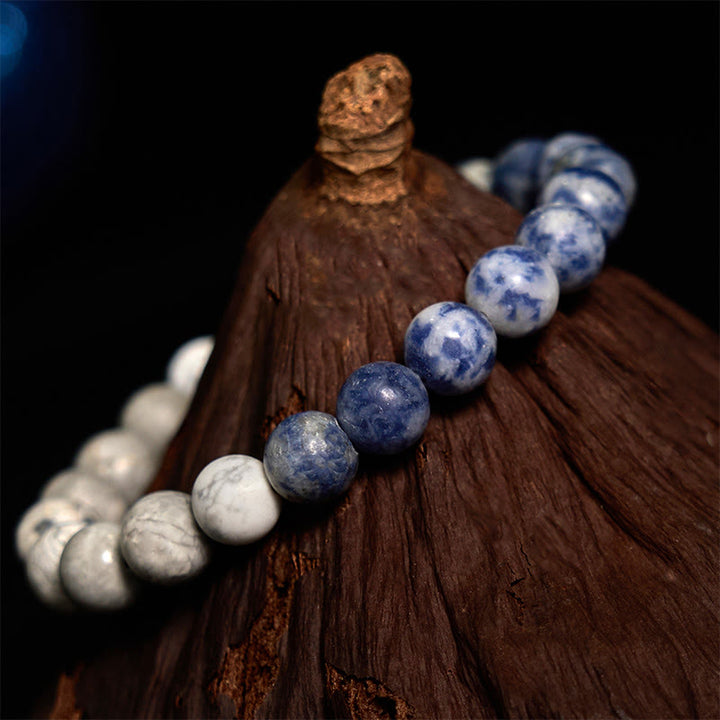 Pulsera de intuición con Buddha Stones , sodalita, jaspe Picasso y turquesa blanca