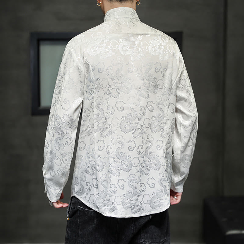 Chaqueta y camisa de lino para hombre con diseño informal de dragón y botones de Buddha Stones - image 17