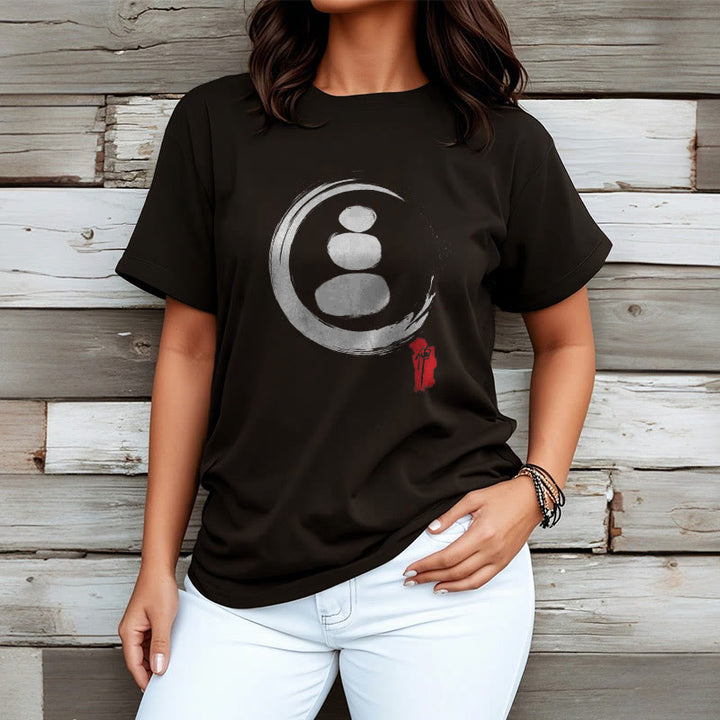 Camiseta de algodón con círculos zen y Buddha Stones - image 4