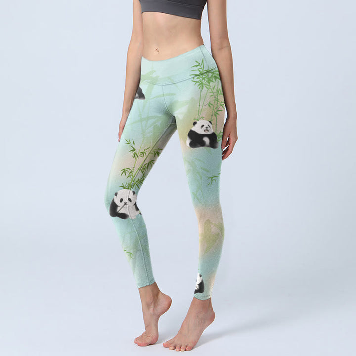 Leggings de yoga para mujer con estampado de bambú, pandas y Buddha Stones - Aguamarina - US18,UK/AU22,EU50 (4XL) - image 1