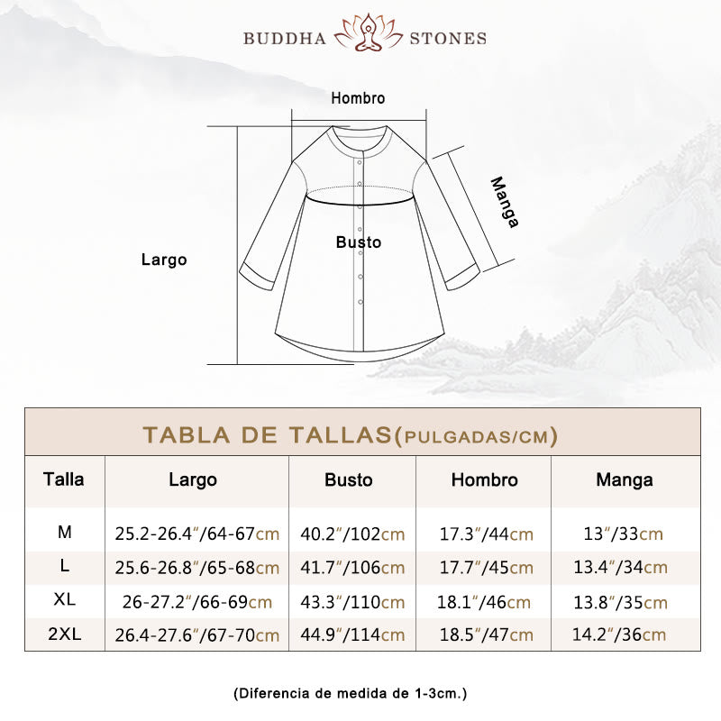 Camisa de manga tres cuartos con botones de color liso con Buddha Stones - image 6