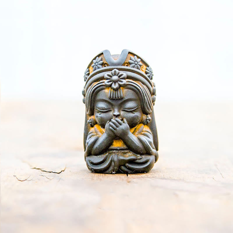 Estatua de resina fundida con óxido de hierro en polvo de Zakiram hecha a mano con Buddha Stones, decoración zen para el hogar