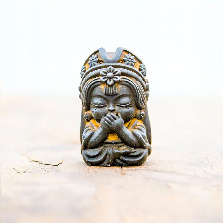 Estatua de resina fundida con óxido de hierro en polvo de Zakiram hecha a mano con Buddha Stones, decoración zen para el hogar