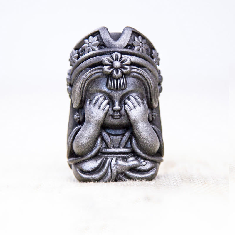 Estatua de resina fundida con óxido de hierro en polvo de Zakiram hecha a mano con Buddha Stones, decoración zen para el hogar