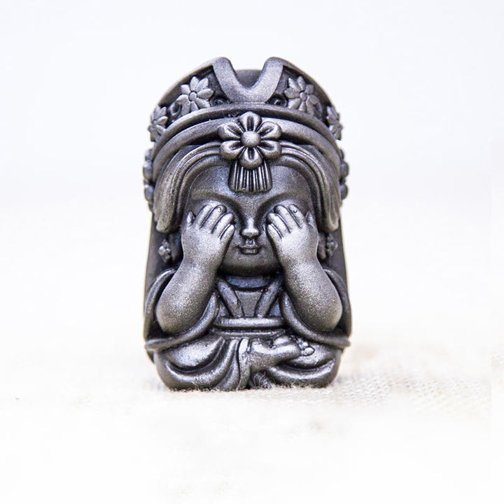 Estatua de resina fundida con óxido de hierro en polvo de Zakiram hecha a mano con Buddha Stones, decoración zen para el hogar