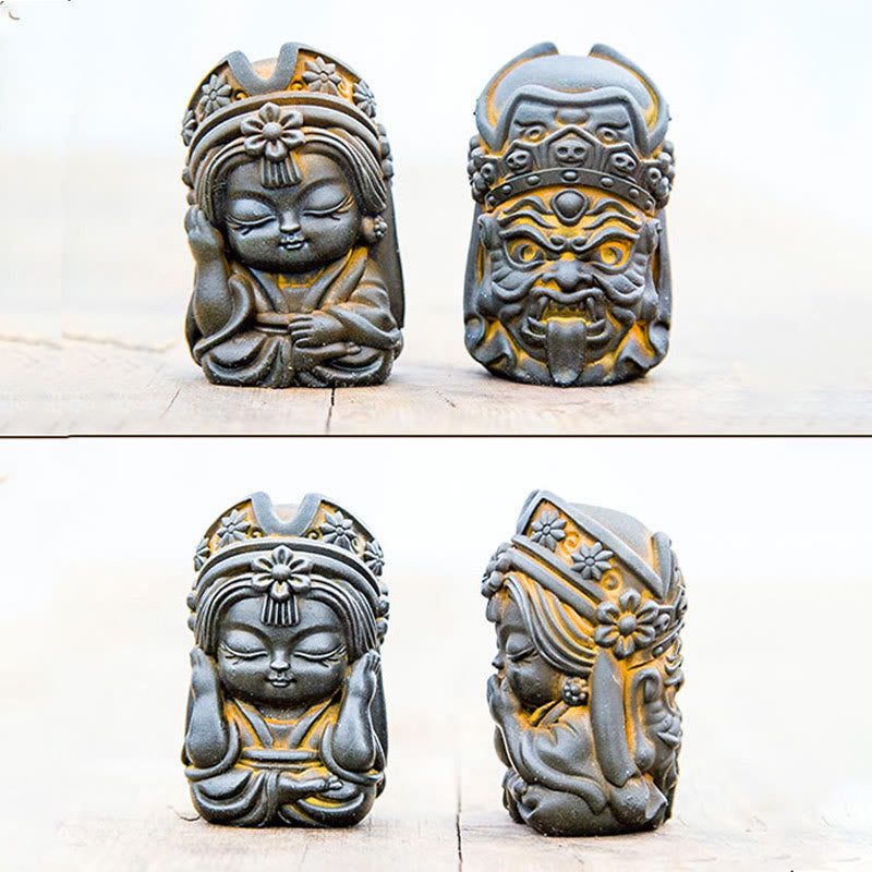 Estatua de resina fundida con óxido de hierro en polvo de Zakiram hecha a mano con Buddha Stones, decoración zen para el hogar