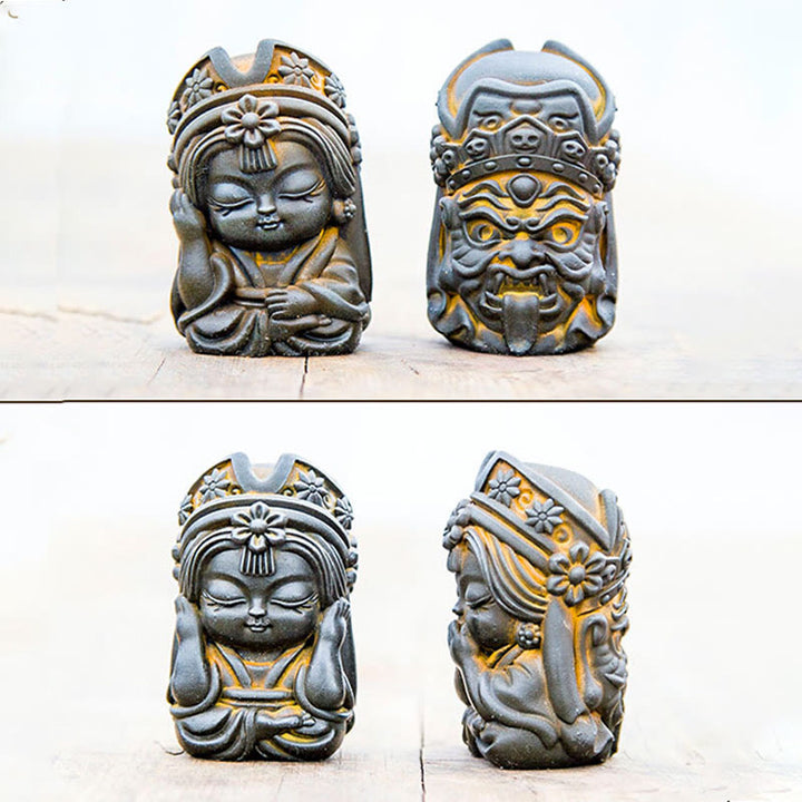 Estatua de resina fundida con óxido de hierro en polvo de Zakiram hecha a mano con Buddha Stones, decoración zen para el hogar