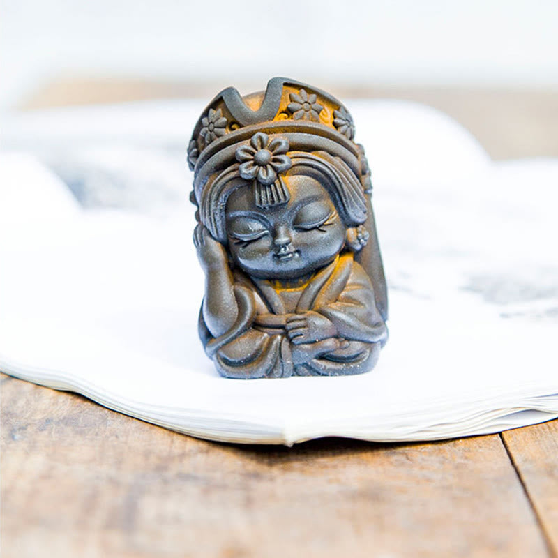 Estatua de resina fundida con óxido de hierro en polvo de Zakiram hecha a mano con Buddha Stones, decoración zen para el hogar