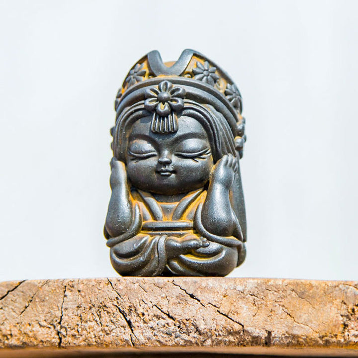 Estatua de resina fundida con óxido de hierro en polvo de Zakiram hecha a mano con Buddha Stones, decoración zen para el hogar