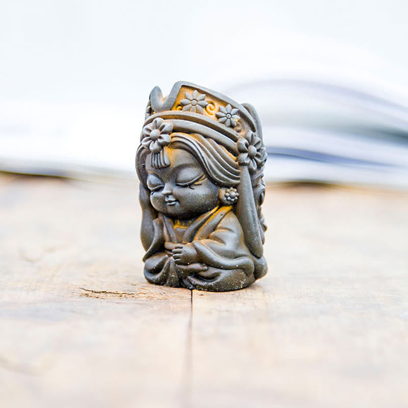 Estatua de resina fundida con óxido de hierro en polvo de Zakiram hecha a mano con Buddha Stones, decoración zen para el hogar