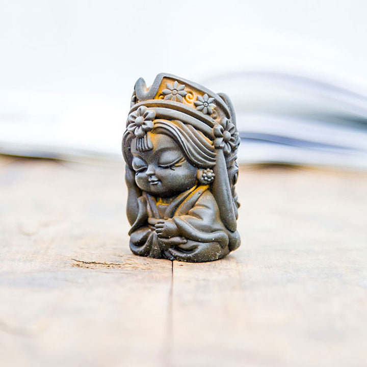 Estatua de resina fundida con óxido de hierro en polvo de Zakiram hecha a mano con Buddha Stones, decoración zen para el hogar