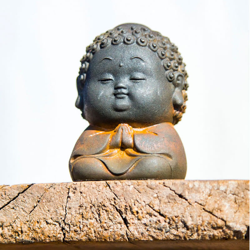 Estatua de resina fundida con óxido de hierro en polvo de Buddha Stones de pie, tumbado, sentado y pequeño, para decoración del hogar