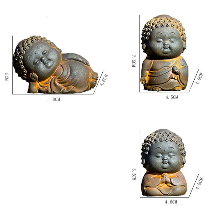 Estatua de resina fundida con óxido de hierro en polvo de Buddha Stones de pie, tumbado, sentado y pequeño, para decoración del hogar