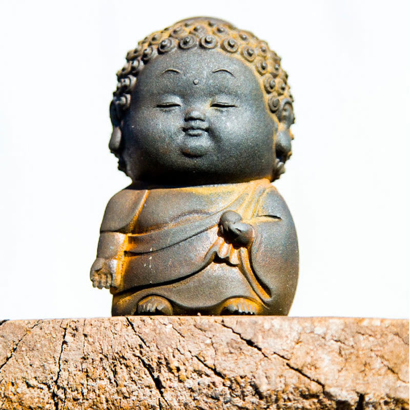 Estatua de resina fundida con óxido de hierro en polvo de Buddha Stones de pie, tumbado, sentado y pequeño, para decoración del hogar