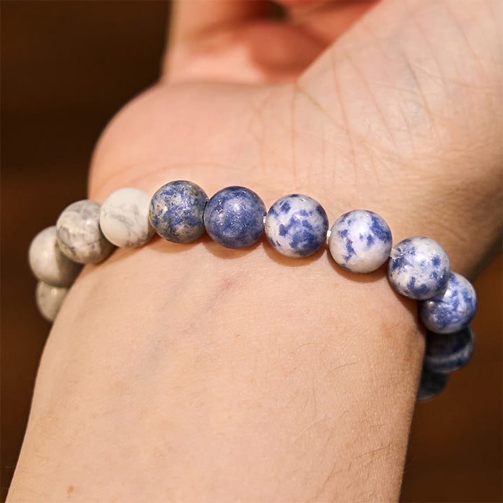 Pulsera de intuición con Buddha Stones , sodalita, jaspe Picasso y turquesa blanca