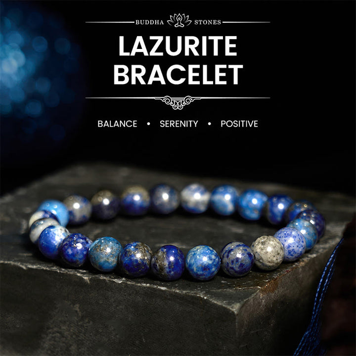 Pulsera de equilibrio positivo de lazurita con Buddha Stones