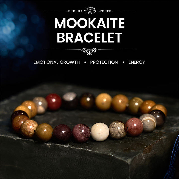 Pulsera de crecimiento emocional de mokaíta con Buddha Stones