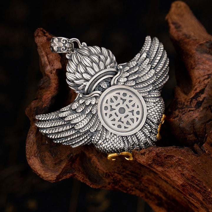 Collar con colgante de Buddha Stones de plata de ley 925 con cuentas de Dzi tibetanas y pájaro Garuda - image 2