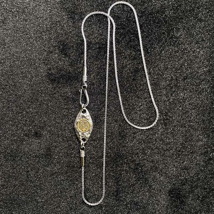 Collar con colgante de plata de ley 925 con Buddha Stones y bendición del dios de la riqueza Jambhala amarillo del Tíbet