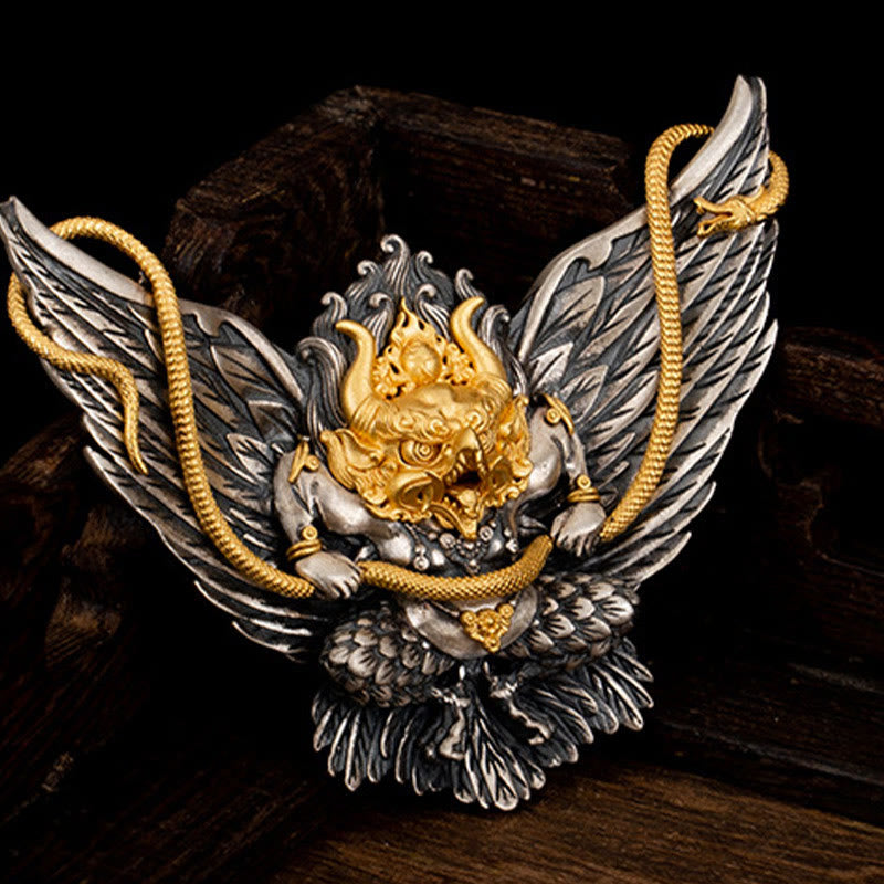 Collar con colgante de plata de ley 925 con Buddha Stones , pájaro tibetano Garuda, dragón, serpiente y sabiduría - image 4