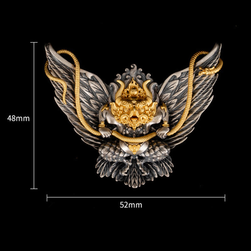 Collar con colgante de plata de ley 925 con Buddha Stones , pájaro tibetano Garuda, dragón, serpiente y sabiduría - image 8