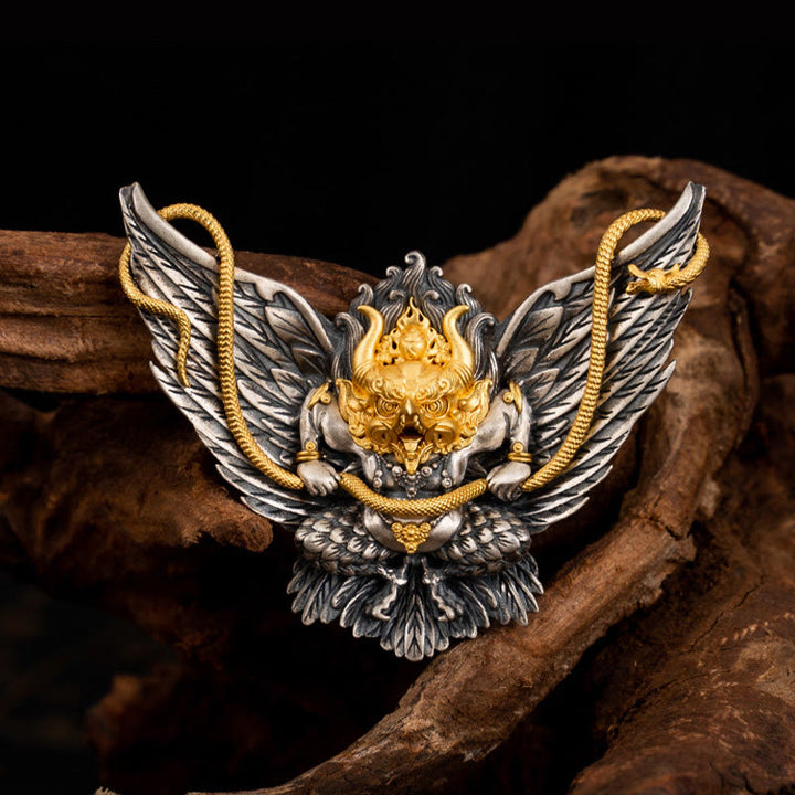 Collar con colgante de plata de ley 925 con Buddha Stones , pájaro tibetano Garuda, dragón, serpiente y sabiduría - image 2