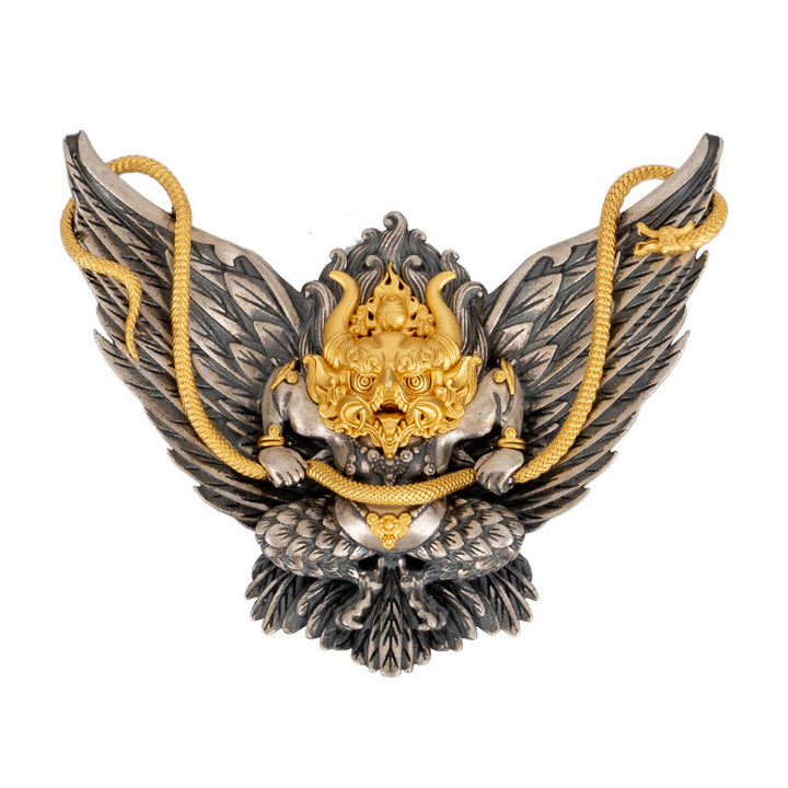 Collar con colgante de plata de ley 925 con Buddha Stones , pájaro tibetano Garuda, dragón, serpiente y sabiduría - image 10