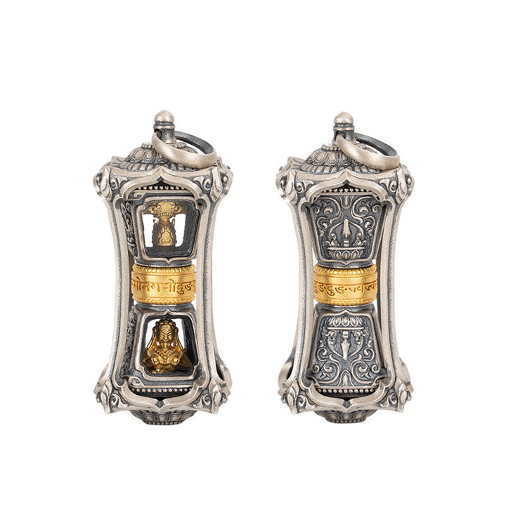 Collar con colgante de bendición de la diosa de la riqueza tibetana Zakiram de plata de ley 925 con Buddha Stones