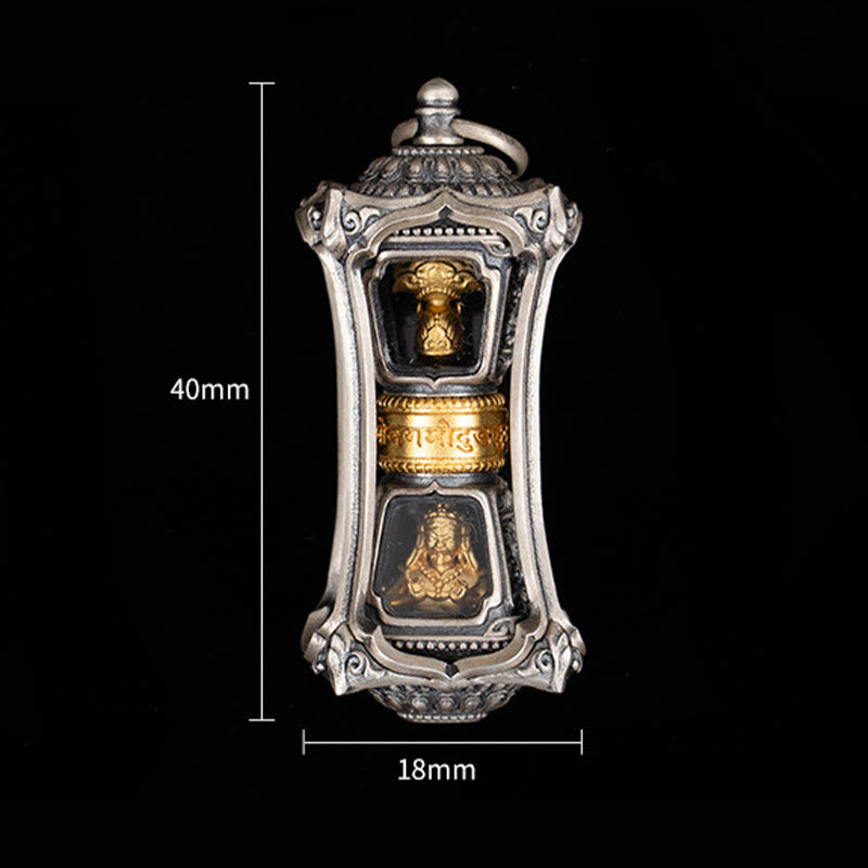 Collar con colgante de bendición de la diosa de la riqueza tibetana Zakiram de plata de ley 925 con Buddha Stones