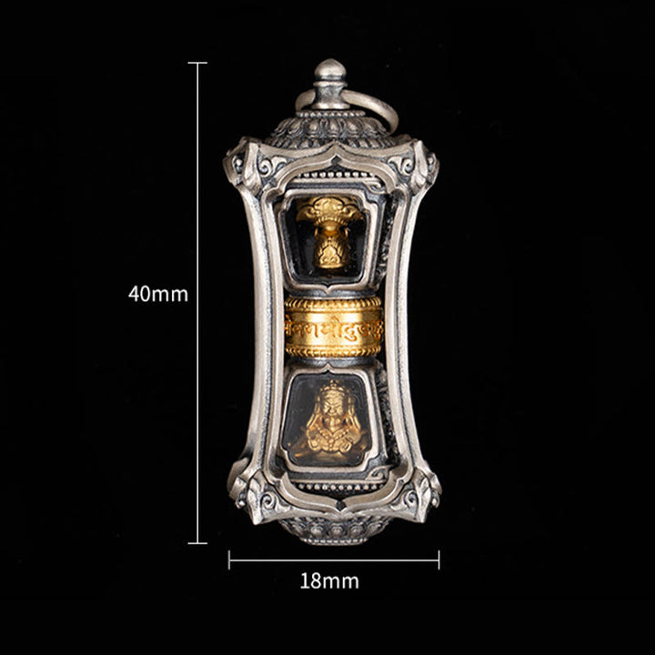 Collar con colgante de bendición de la diosa de la riqueza tibetana Zakiram de plata de ley 925 con Buddha Stones