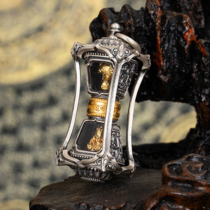 Collar con colgante de bendición de la diosa de la riqueza tibetana Zakiram de plata de ley 925 con Buddha Stones