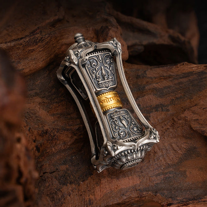 Collar con colgante de bendición de la diosa de la riqueza tibetana Zakiram de plata de ley 925 con Buddha Stones