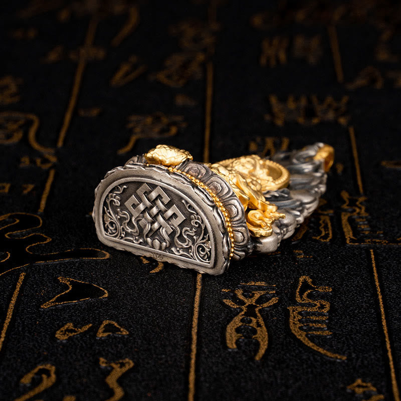 Collar con colgante de plata de ley 925 con Buddha Stones y bendición del dios de la riqueza Jambhala amarillo del Tíbet