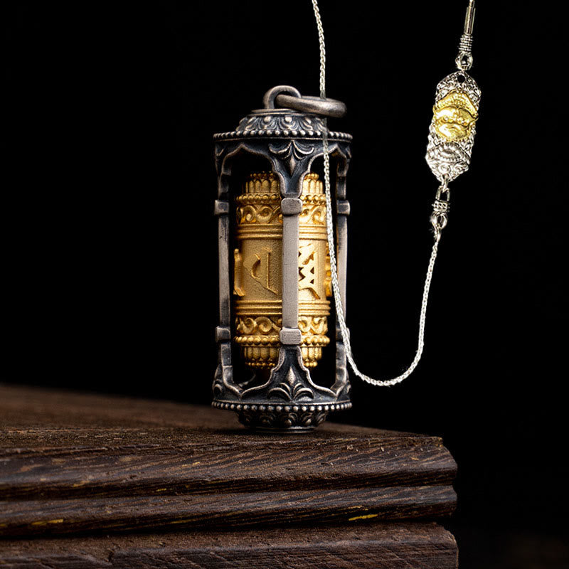 Collar con colgante de sabiduría Om Mani Padme Hum con rueda de oración tibetana de plata de ley 925 y Buddha Stones - Rueda de oración y cadena de cobre de 52 cm del Señor del Bosque de Cadáveres - image 21