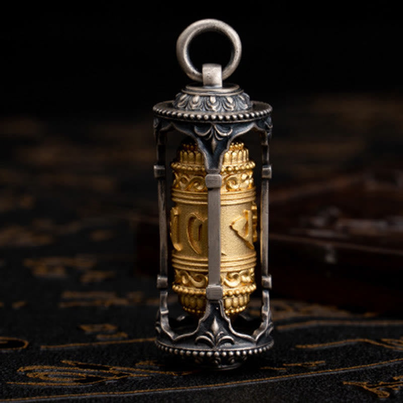 Collar con colgante de sabiduría Om Mani Padme Hum con rueda de oración tibetana de plata de ley 925 y Buddha Stones - image 8