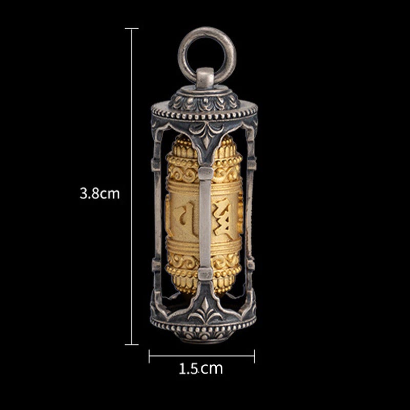 Collar con colgante de sabiduría Om Mani Padme Hum con rueda de oración tibetana de plata de ley 925 y Buddha Stones - image 12