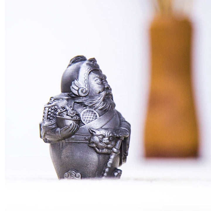 Estatua de resina fundida con óxido de hierro hecha a mano con Buddha Stones, dios militar literario de la riqueza, decoración del hogar