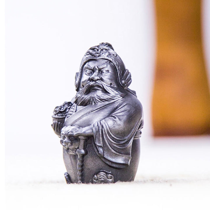Estatua de resina fundida con óxido de hierro hecha a mano con Buddha Stones, dios militar literario de la riqueza, decoración del hogar