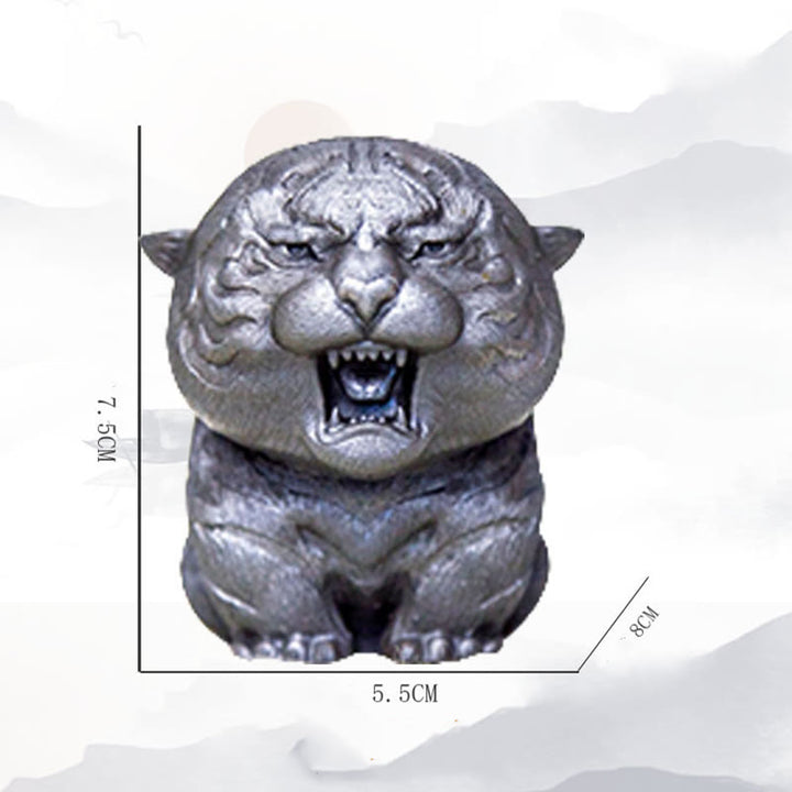 Estatua de resina fundida con óxido de hierro en polvo de tigre rugiente hecha a mano con Buddha Stones para decoración del hogar