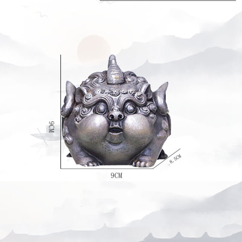 Estatua de resina fundida con óxido de hierro en polvo de PiXiu hecha a mano con Buddha Stones para decoración del hogar