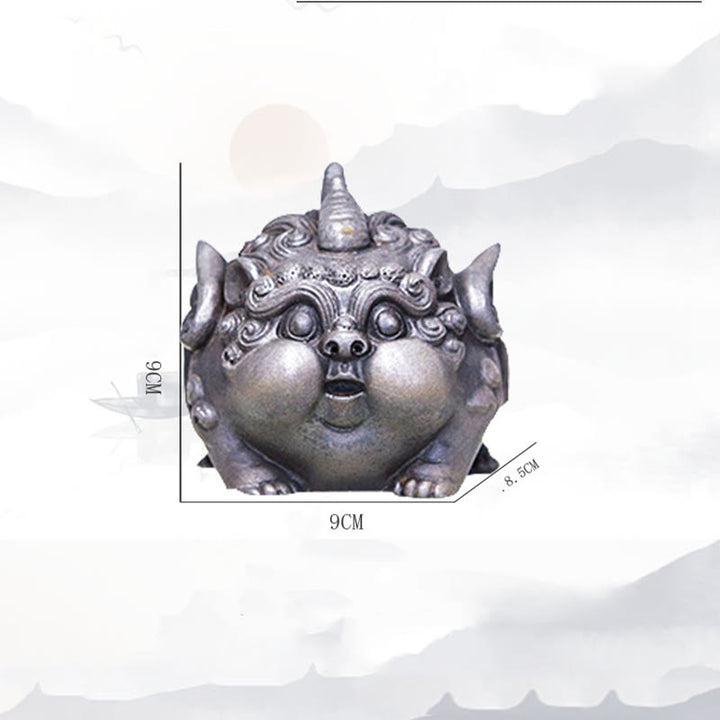 Estatua de resina fundida con óxido de hierro en polvo de PiXiu hecha a mano con Buddha Stones para decoración del hogar