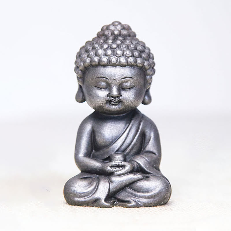 Buddha Stones hechas a mano Ksitigarbha Kwan Yin Guanyin Avalokitesvara Tathagata polvo de hierro estatua de resina fundida óxido decoración del hogar