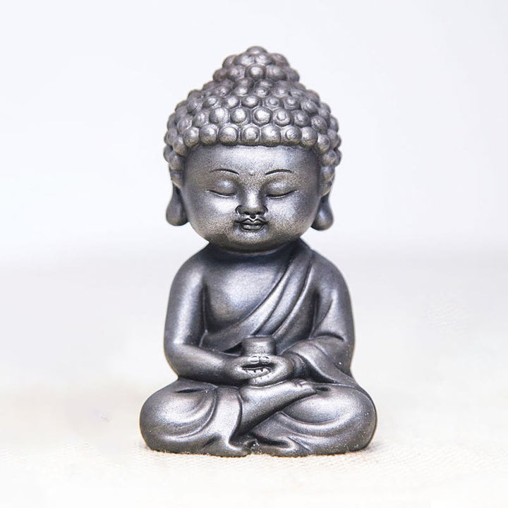 Buddha Stones hechas a mano Ksitigarbha Kwan Yin Guanyin Avalokitesvara Tathagata polvo de hierro estatua de resina fundida óxido decoración del hogar