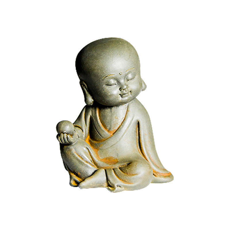 Buddha Stones hechas a mano Ksitigarbha Kwan Yin Guanyin Avalokitesvara Tathagata polvo de hierro estatua de resina fundida óxido decoración del hogar