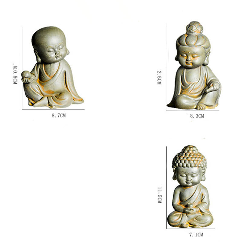 Buddha Stones hechas a mano Ksitigarbha Kwan Yin Guanyin Avalokitesvara Tathagata polvo de hierro estatua de resina fundida óxido decoración del hogar