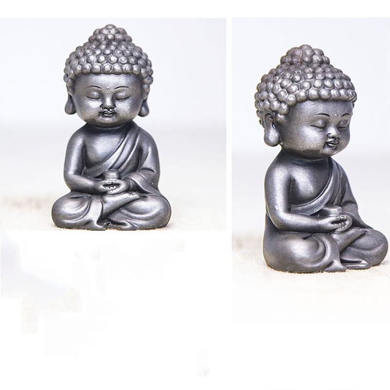Buddha Stones hechas a mano Ksitigarbha Kwan Yin Guanyin Avalokitesvara Tathagata polvo de hierro estatua de resina fundida óxido decoración del hogar