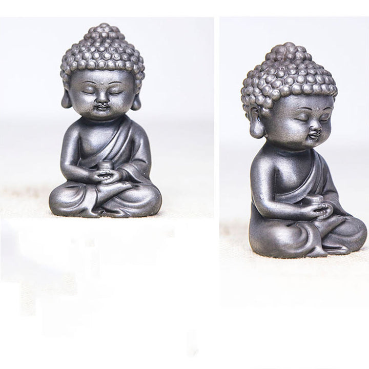 Buddha Stones hechas a mano Ksitigarbha Kwan Yin Guanyin Avalokitesvara Tathagata polvo de hierro estatua de resina fundida óxido decoración del hogar