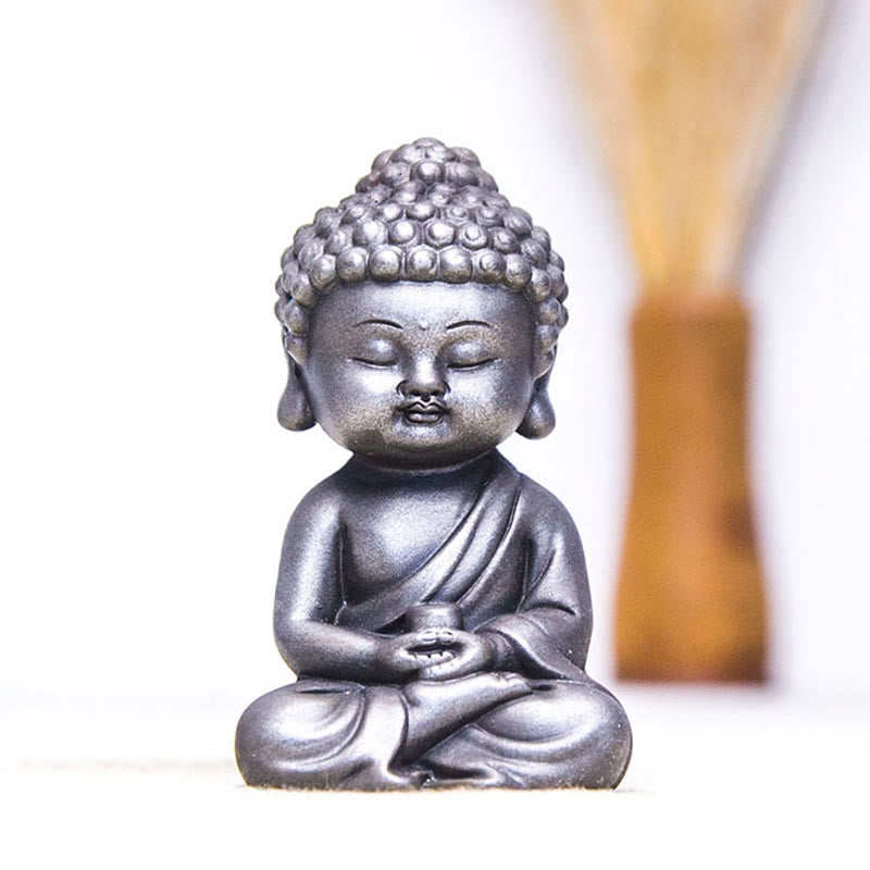 Buddha Stones hechas a mano Ksitigarbha Kwan Yin Guanyin Avalokitesvara Tathagata polvo de hierro estatua de resina fundida óxido decoración del hogar